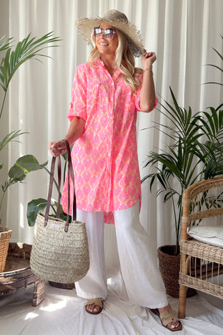 Fontelina puuvillamekko, neon pink