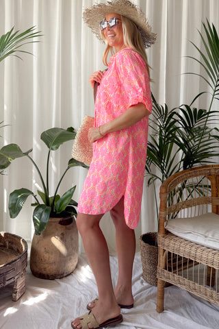 Fontelina puuvillamekko, neon pink