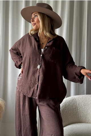 Friday linen shirt, coffee