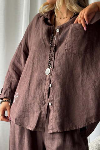 Friday linen shirt, coffee