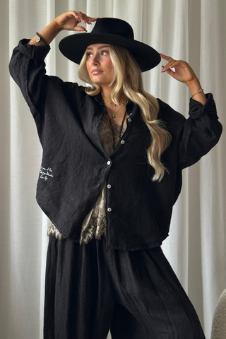 Friday linen shirt, black