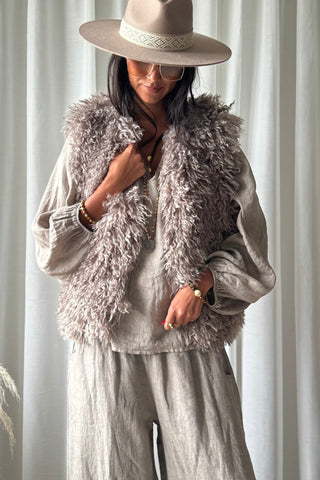 Furry liivi, taupe