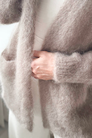 Gentleness mohairneuletakki, taupe