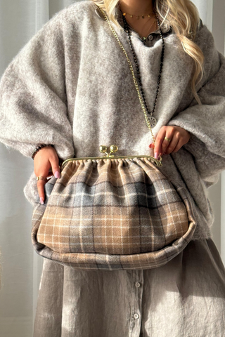 Granny-bag, beige check