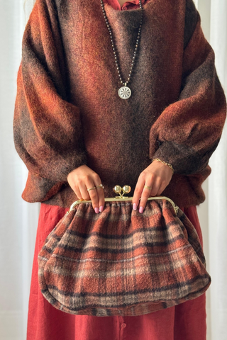 Granny-bag laukku, terracota check