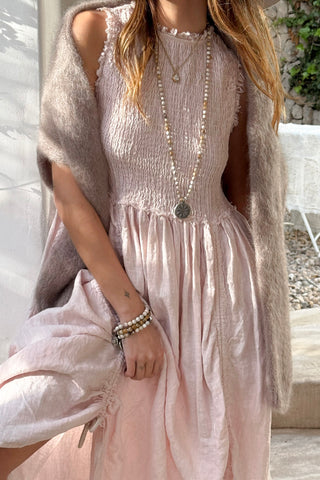 Hacienda pellavamekko, vaaleanpunainen