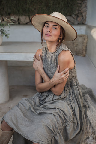 Hacienda linen dress, taupe