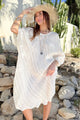 Hallie mesh linen kaftan, white-beige