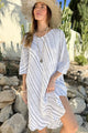 Hallie mesh linen kaftan, white-black