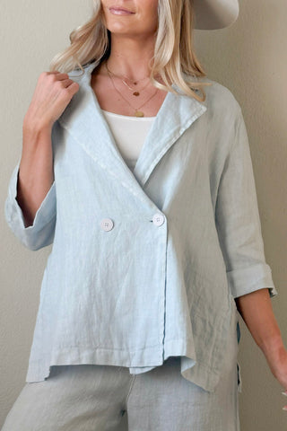 Haylee linen blazer, light blue
