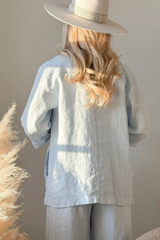 Haylee linen blazer, light blue