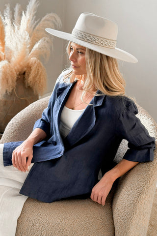 Haylee linen blazer, royal blue