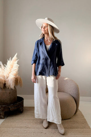 Haylee linen blazer, royal blue