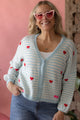 Hearts neuletakki, light blue-white