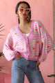 Hearts neuletakki, light pink-white