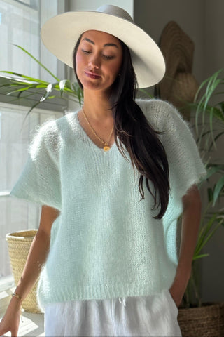 Honeylight mohair vest, aqua