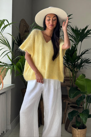 Honeylight mohair vest, lemon