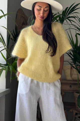 Honeylight mohair vest, lemon