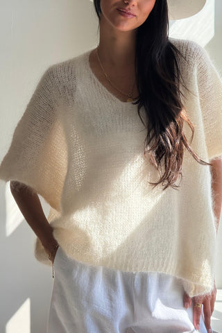 Honeylight mohair vest, vanilla