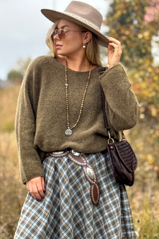 Irene alpakkasekoiteneule, olive green