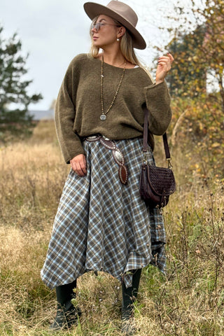 Irene alpakkasekoiteneule, olive green