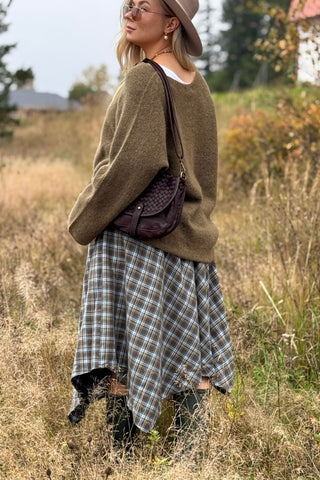 Irene alpakkasekoiteneule, olive green