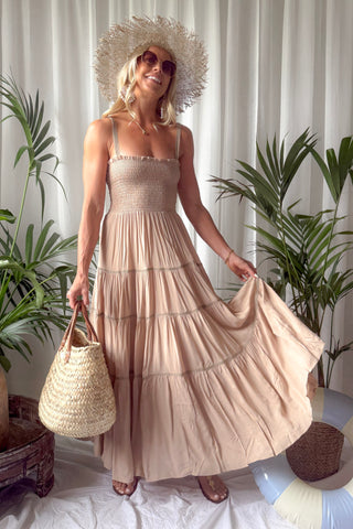 Jambi viskoosimekko, beige