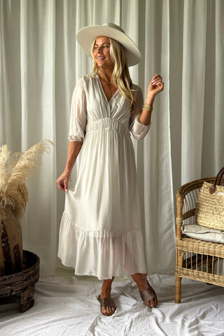 Jaqueline silkkiviskoosimekko, beige