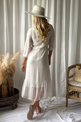 Jaqueline silkkiviskoosimekko, beige