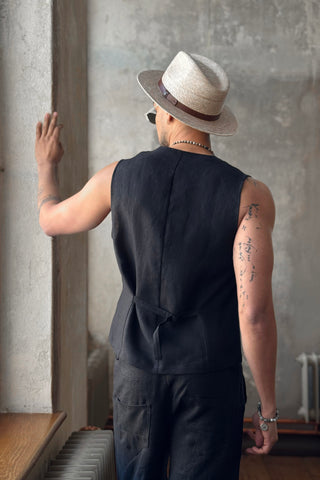 Jess linen vest, black