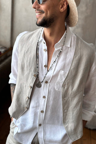 Jess linen vest, natural