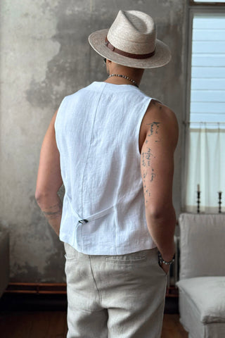 Jess linen vest, white
