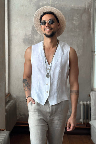 Jess linen vest, white