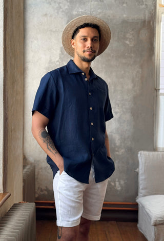 Johan linen shirt, navy