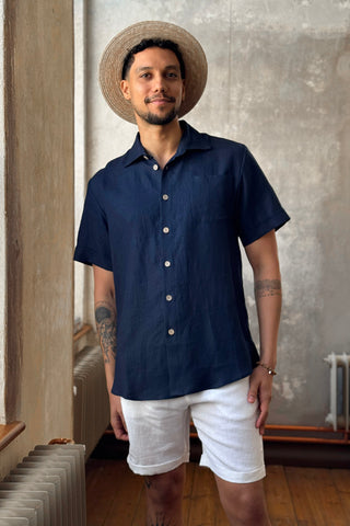 Johan linen shirt, navy