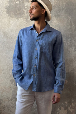 John linen shirt, black 