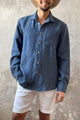 John linen shirt, denim stripe