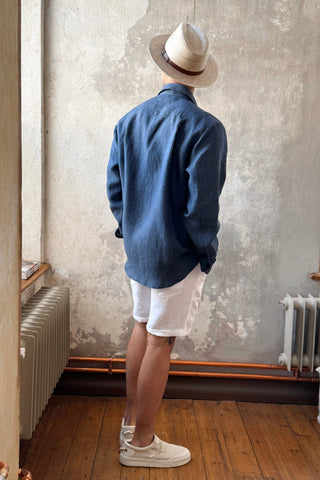 John linen shirt, denim stripe