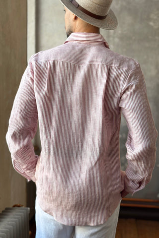 John linen shirt, pink stripe