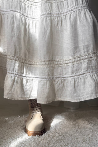 Lace Salsa linen skirt, vanilla
