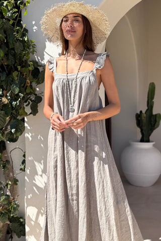 Lauretta pellavamekko, taupe