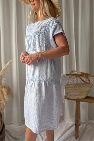 Liliana pellavamekko, vaaleansininen