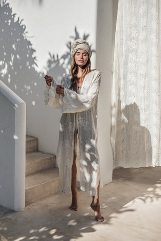 Lilias brodeerattu pellavakimono, vanilla