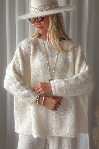 Lise alpakkasekoiteneule, luonnonvalkoinen