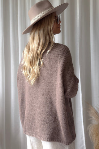 Lise boat neck alpaca blend jumper, taupe