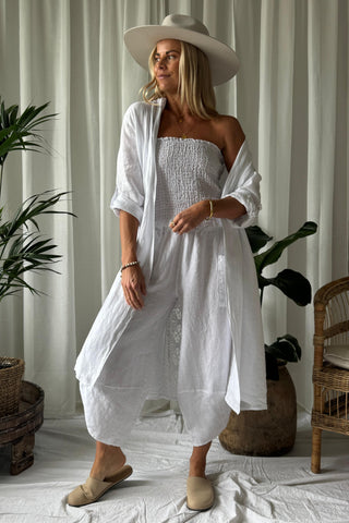 Louisa linen jacket, white 