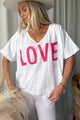 Love t-paita, valkoinen-pinkki