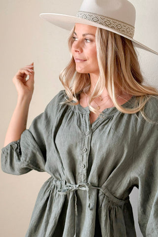 Lucia linen dress, camo