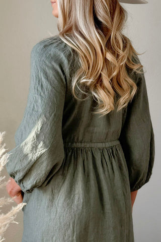 Lucia linen dress, camo