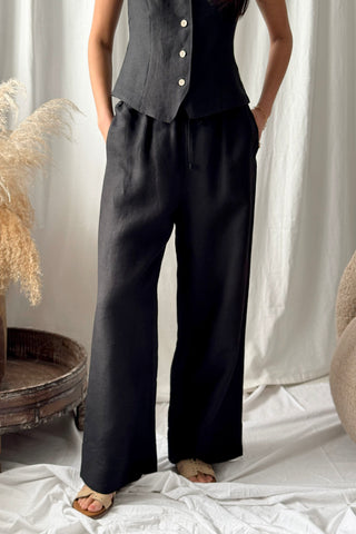 Mallorca pellavahousut, musta